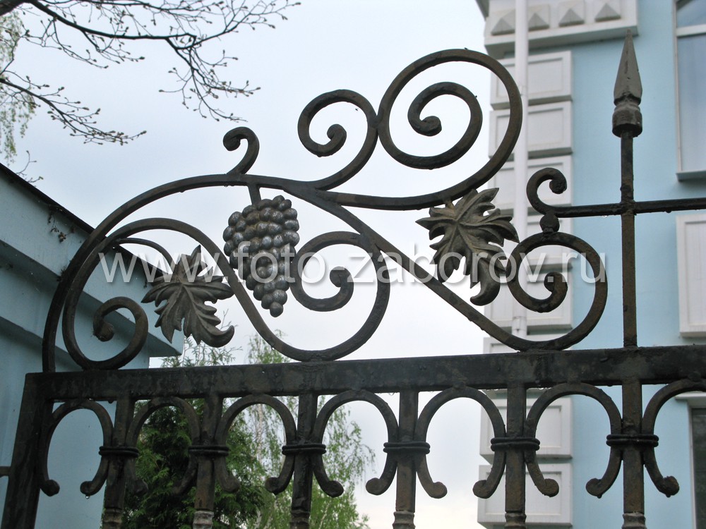 Фото Кованая чугунная ограда с литыми декоративными элементами. Резиденция управляющего епархии